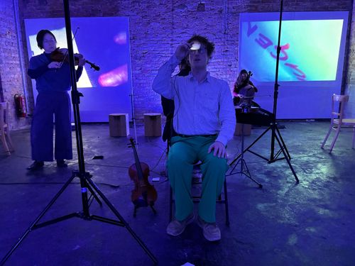 A moment from the performance of “Abstract Pieces 2” by Manos Tsangaris