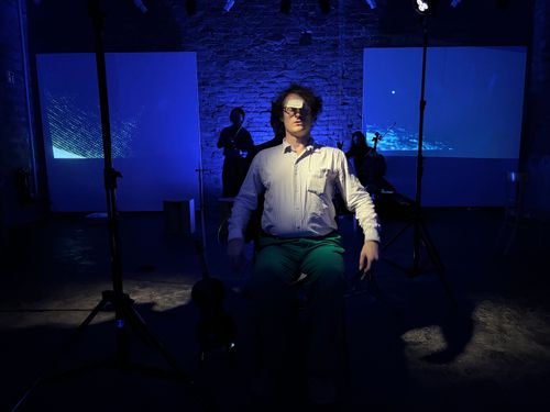 A moment from the performance of “Abstract Pieces 2” by Manos Tsangaris