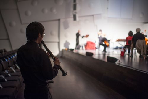 a moment from the symposium on Manos Tsangaris and his music theater in Dresden 2014