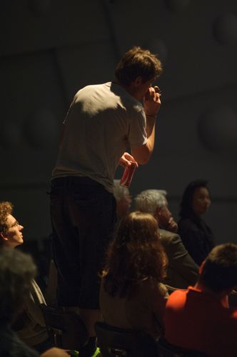 a moment from the symposium on Manos Tsangaris and his music theater in Dresden 2014