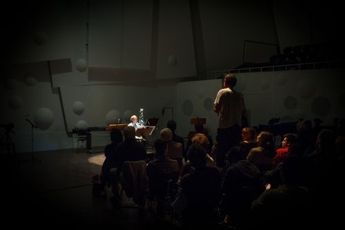a moment from the symposium on Manos Tsangaris and his music theater in Dresden 2014