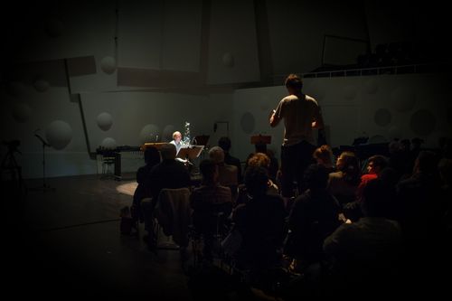 a moment from the symposium on Manos Tsangaris and his music theater in Dresden 2014