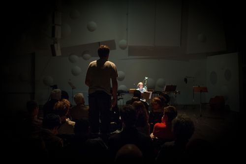 a moment from the symposium on Manos Tsangaris and his music theater in Dresden 2014