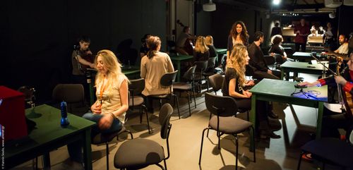 picture showing a moment from Manos Tsangaris' piece “Love & Diversity” in Athens