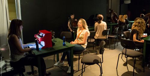 picture showing a moment from Manos Tsangaris' piece “Love & Diversity” in Athens