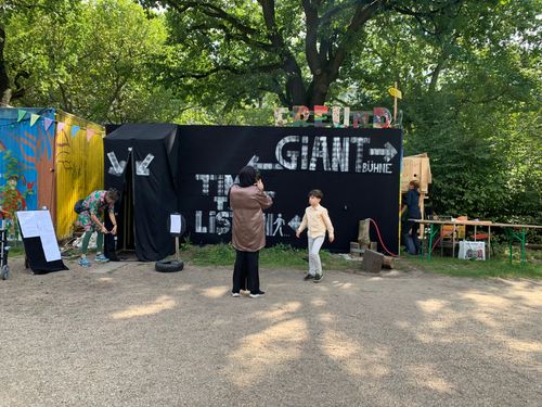 exterior view of the GIANT booth by Manos Tsangaris