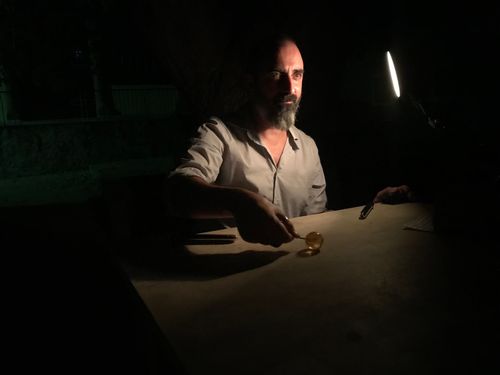 picture showing a moment from Manos Tsangaris' piece “Love & Diversity” in Chios