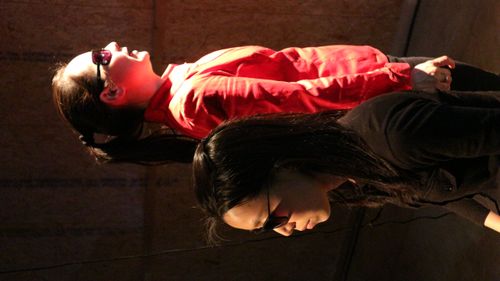 picture showing a moment from Manos Tsangaris' piece “City Pieces” in Cologne