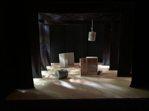 inside the miniature stage of Manos Tsangaris' GIANT 