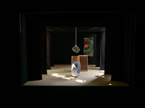 inside the miniature stage of Manos Tsangaris' GIANT 