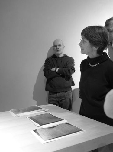 visitors at Manos Tsangaris' installation 