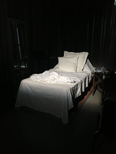 picture showing a moment from Manos Tsangaris' side specific theatre “LIVING SPACES” in Aarhus 2017