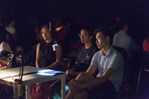 picture showing a moment from Manos Tsangaris' piece “Love & Diversity” in Hong Kong