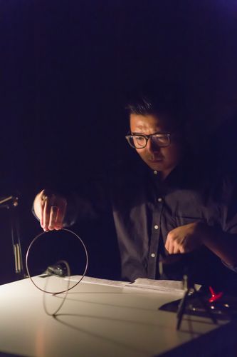 picture showing a moment from Manos Tsangaris' piece “Love & Diversity” in Hong Kong