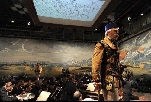 picture showing a moment from Manos Tsangaris' opera “Karl May”
